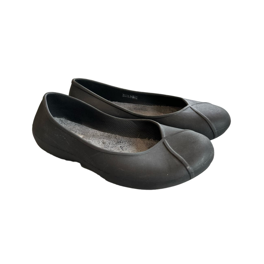 Crocs Women's Olivia II Faux Fur Lined Ballet Flat Black Grey‎ Size 7
